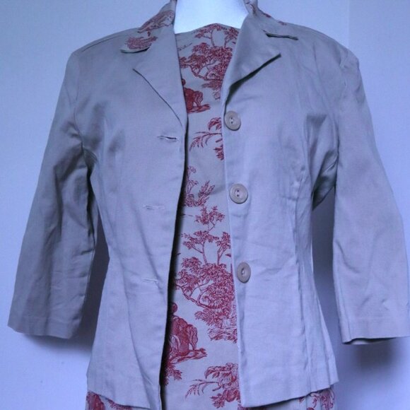 Vintage Tapestry 2 Piece Dress/Jacket Set Women's Size 11/12 Unique Print - Picture 1 of 5